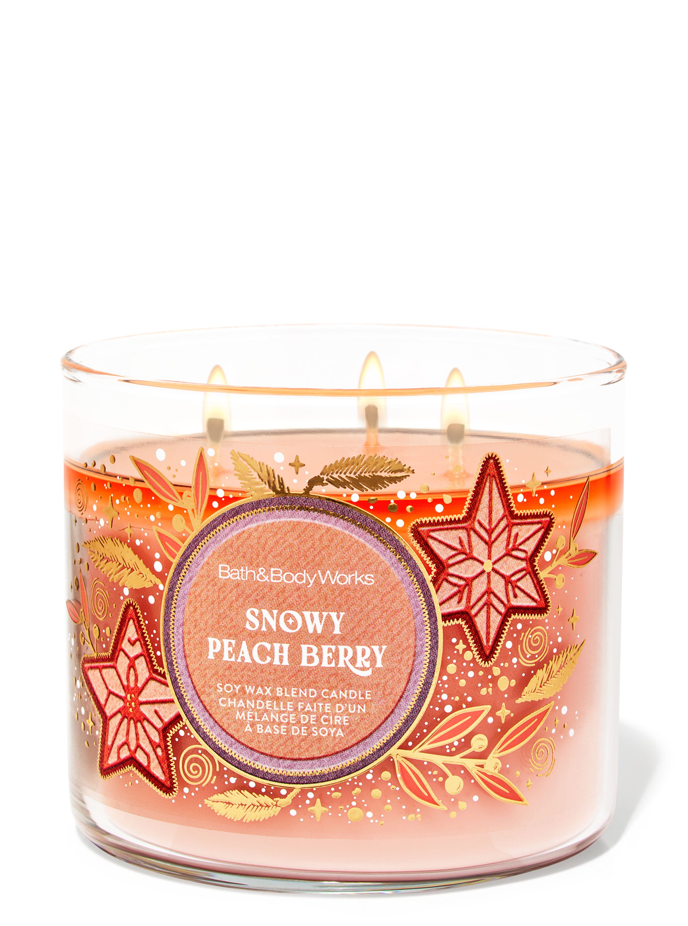 Snowy Peach Berry 3-Wick Candle