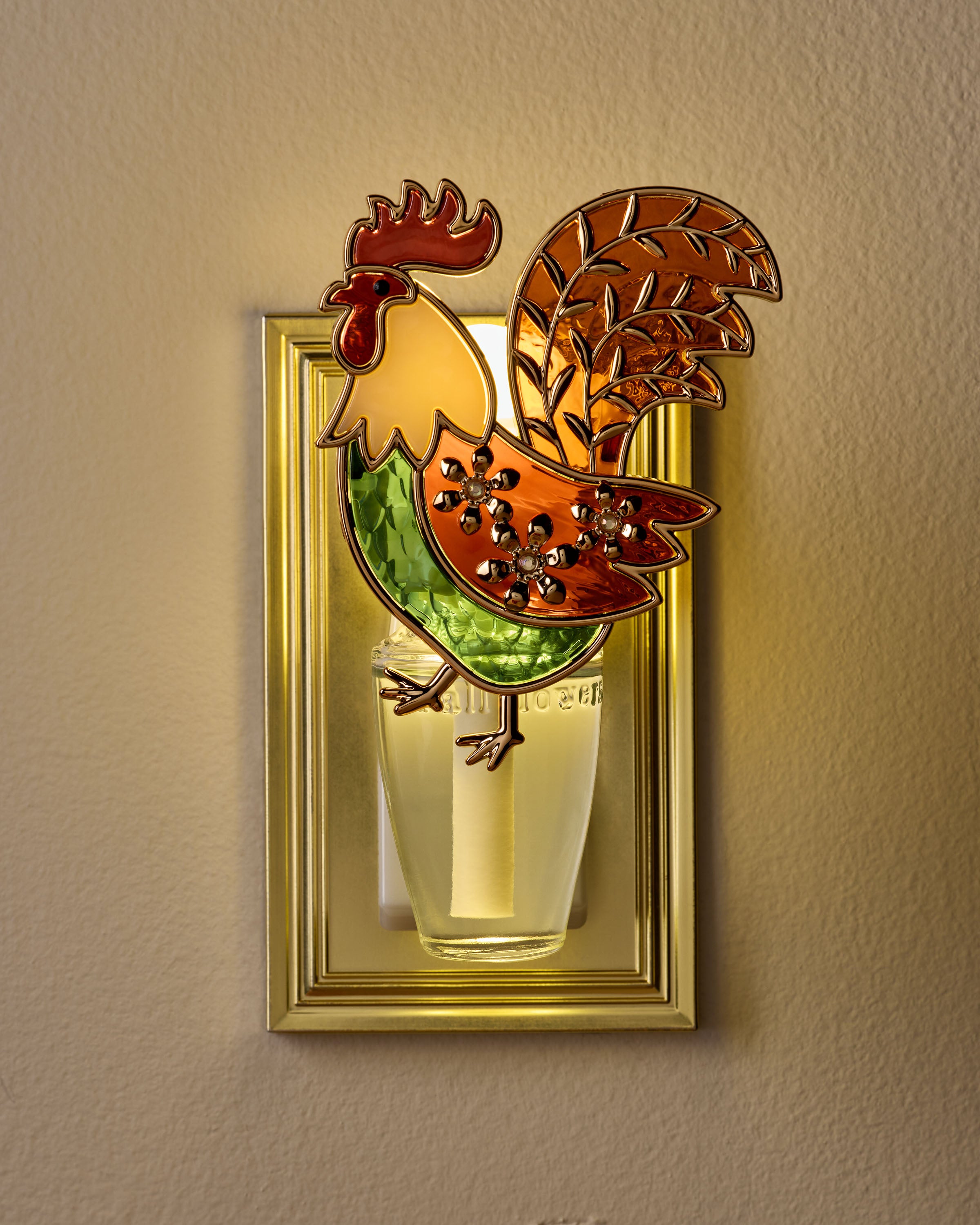Diffuseur de fragrance Wallflowers Veilleuse coq en vitrail