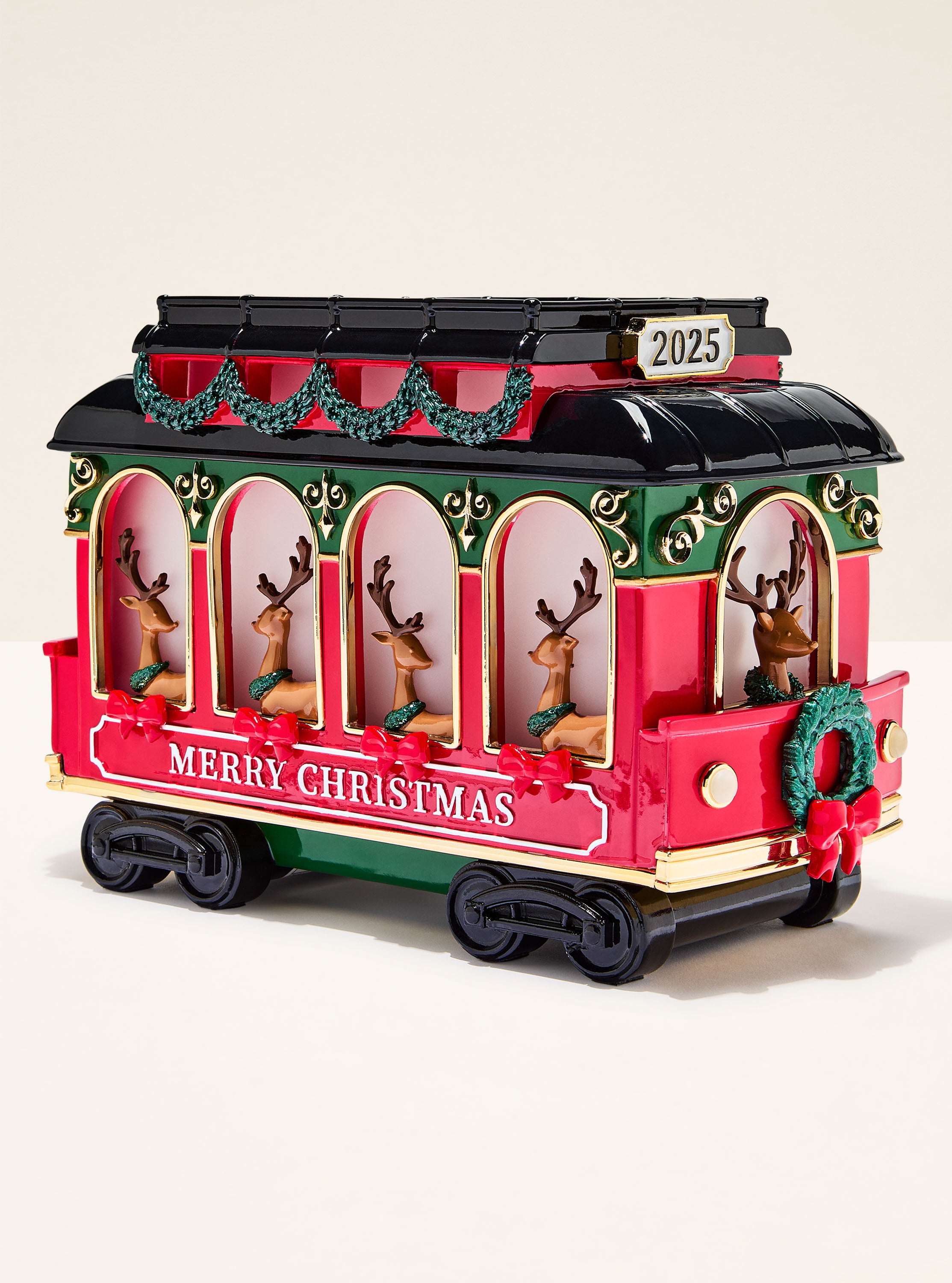 Light-Up Trolley Pedestal 3-Wick Candle Holder