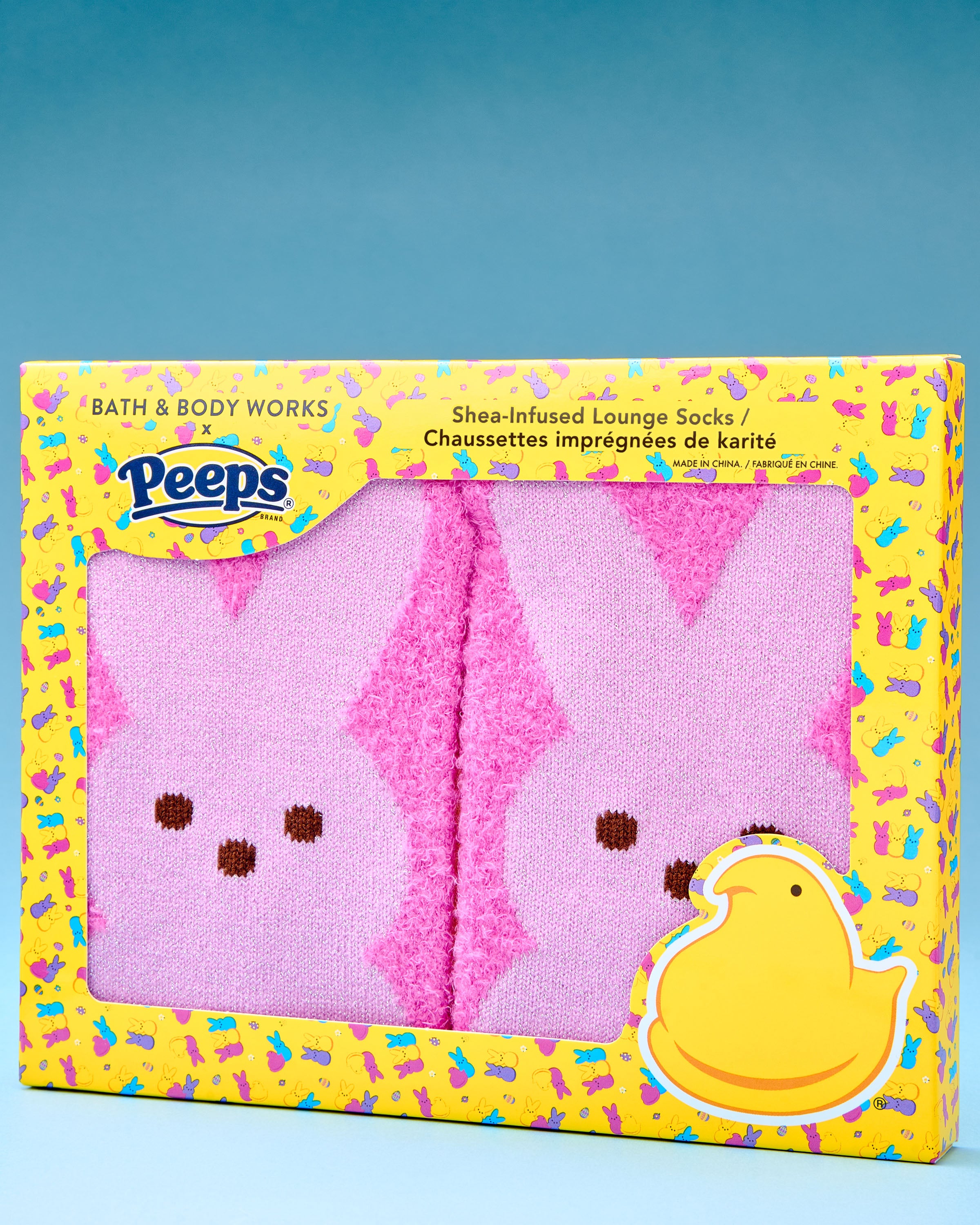 PEEPS® Pink Marshmallow Bunny Shea-Infused Lounge Socks