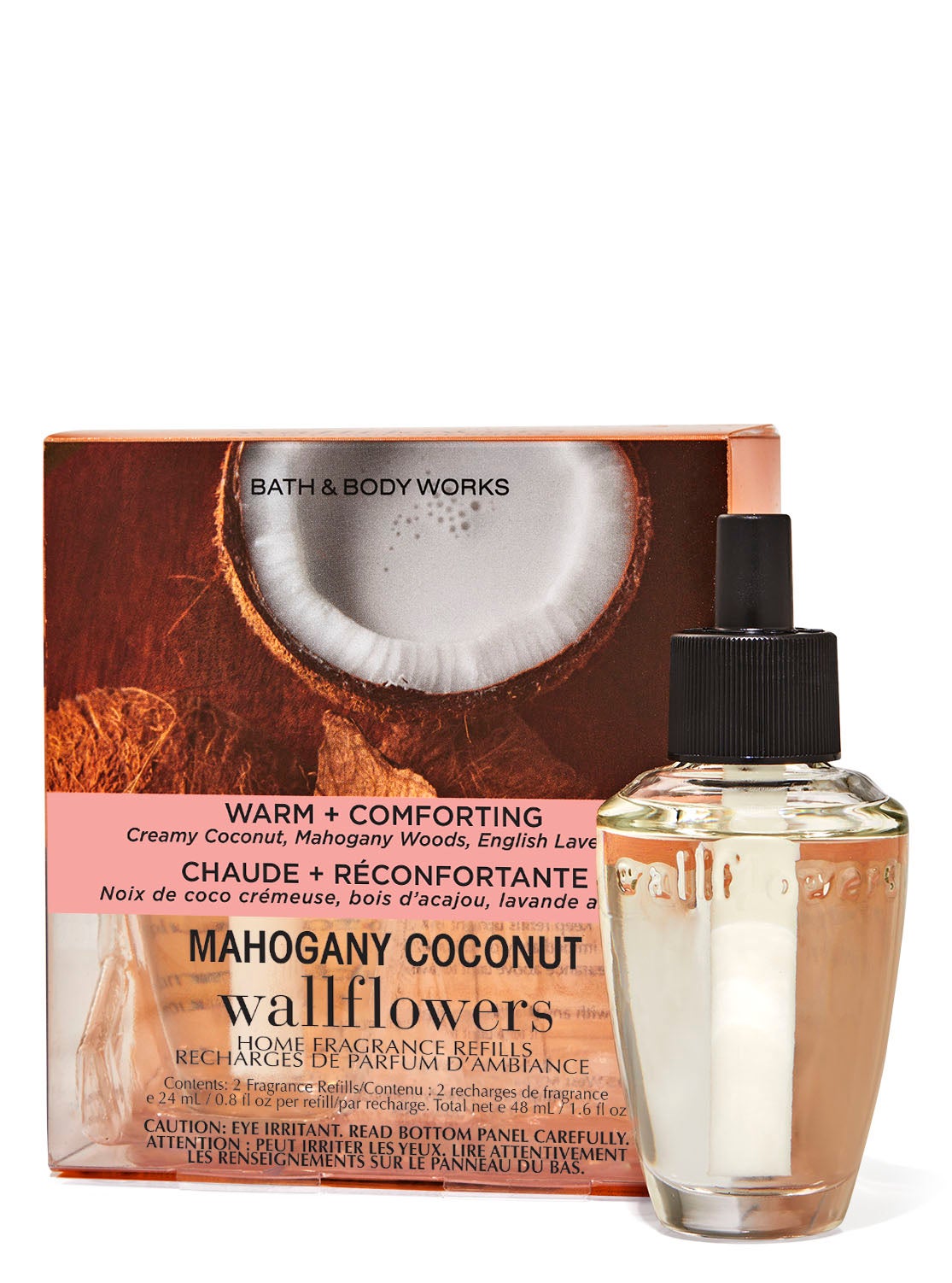 Mahogany Coconut Wallflowers Fragrance Refills, 2Pack Bath and Body