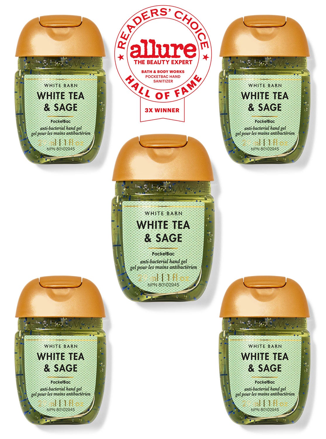 White Tea & Sage Pocketbac Hand Sanitizer 5Pack Bath and Body Works
