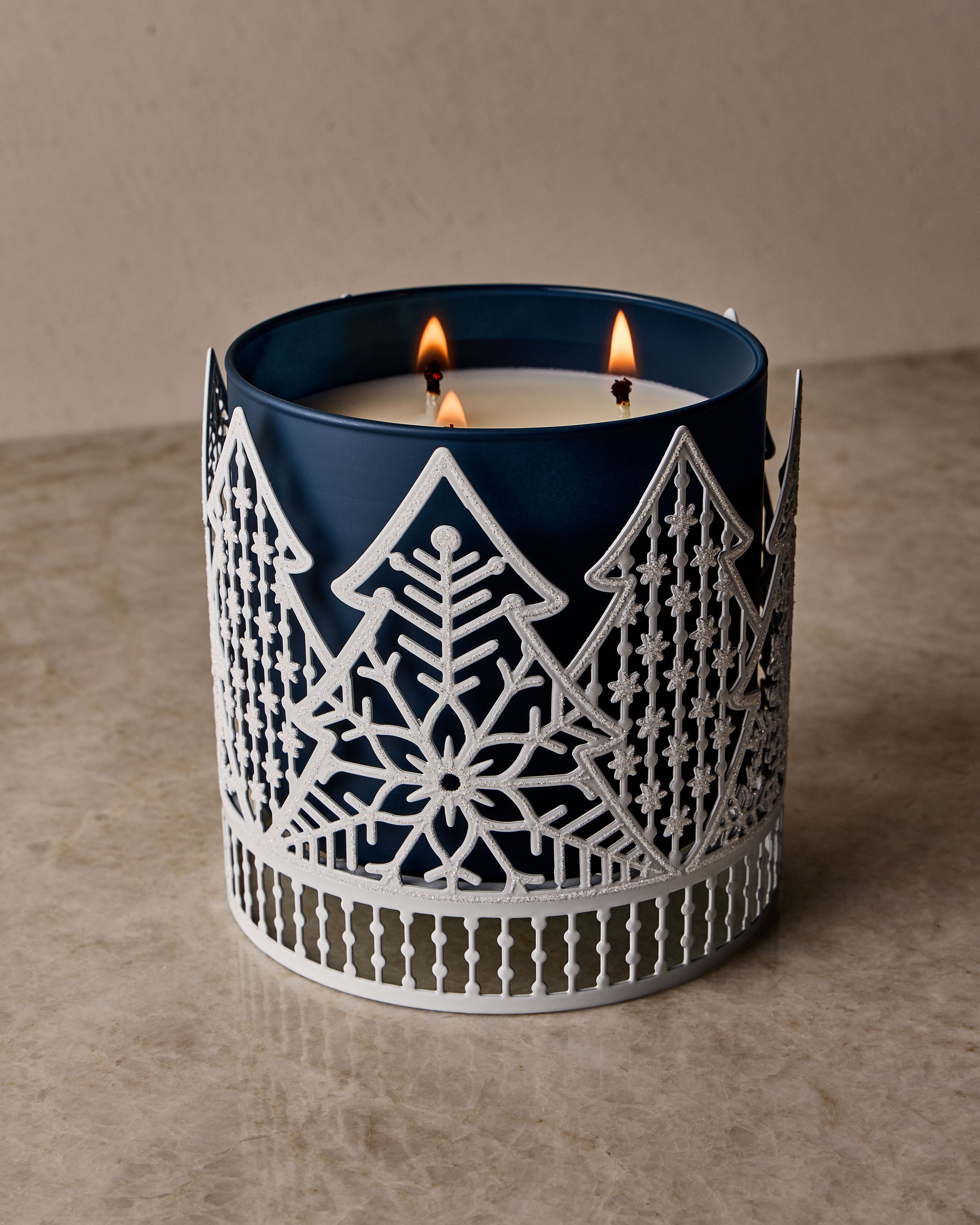 Snowy Forest 3-Wick Candle Holder