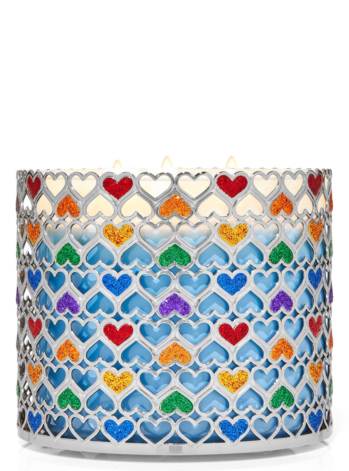 Glitter Hearts 3Wick Candle Holder Bath and Body Works