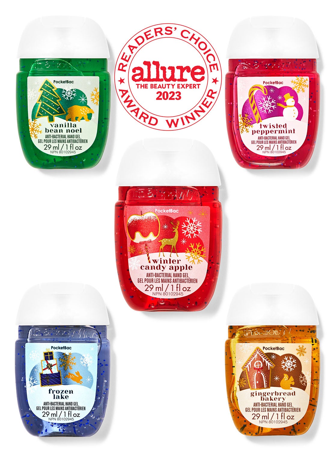 Holiday Traditions PocketBac Hand Sanitizers, 5Pack Bath and Body Works