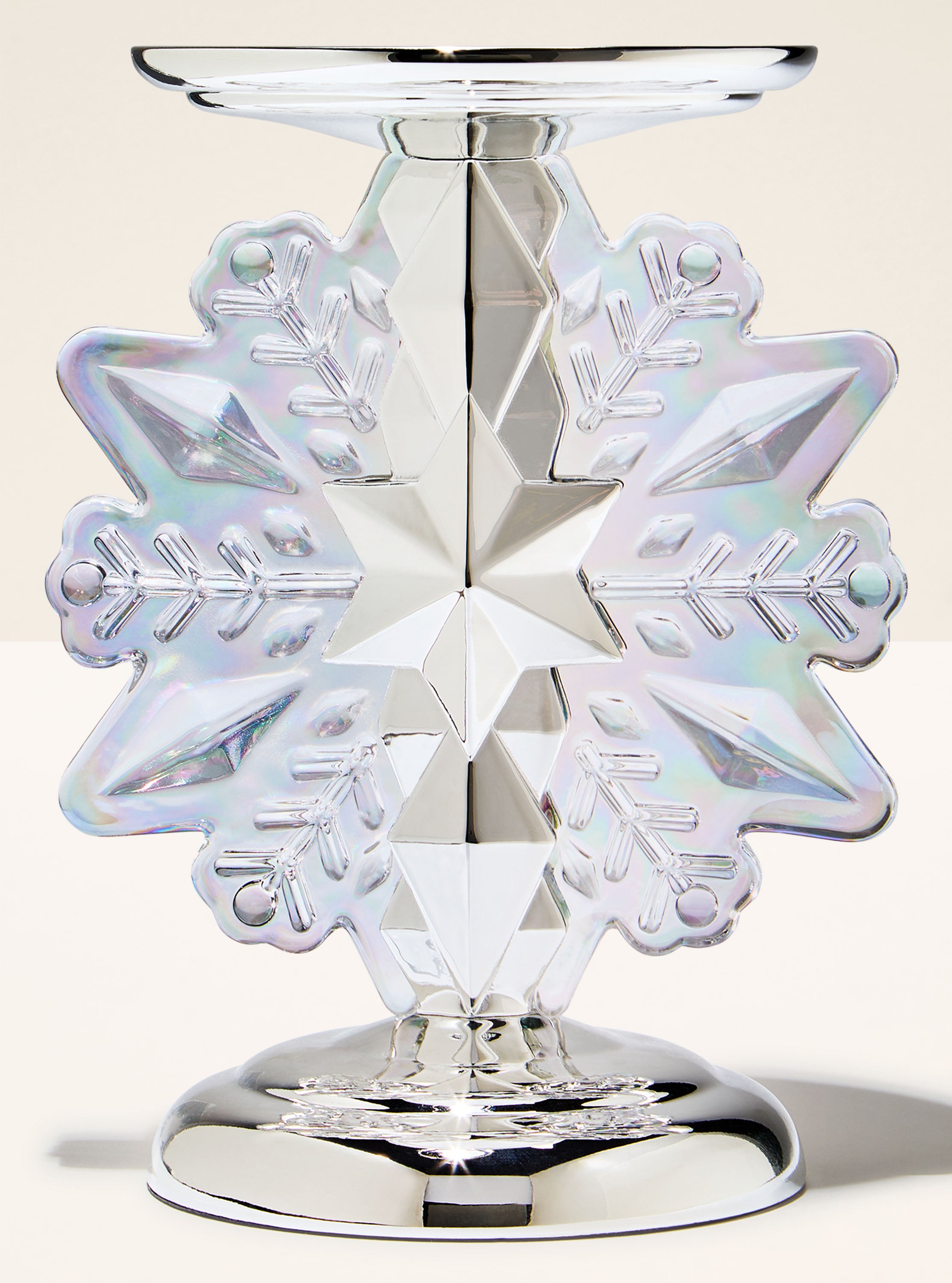 Light-Up Snowflake Pedestal 3-Wick Candle Holder