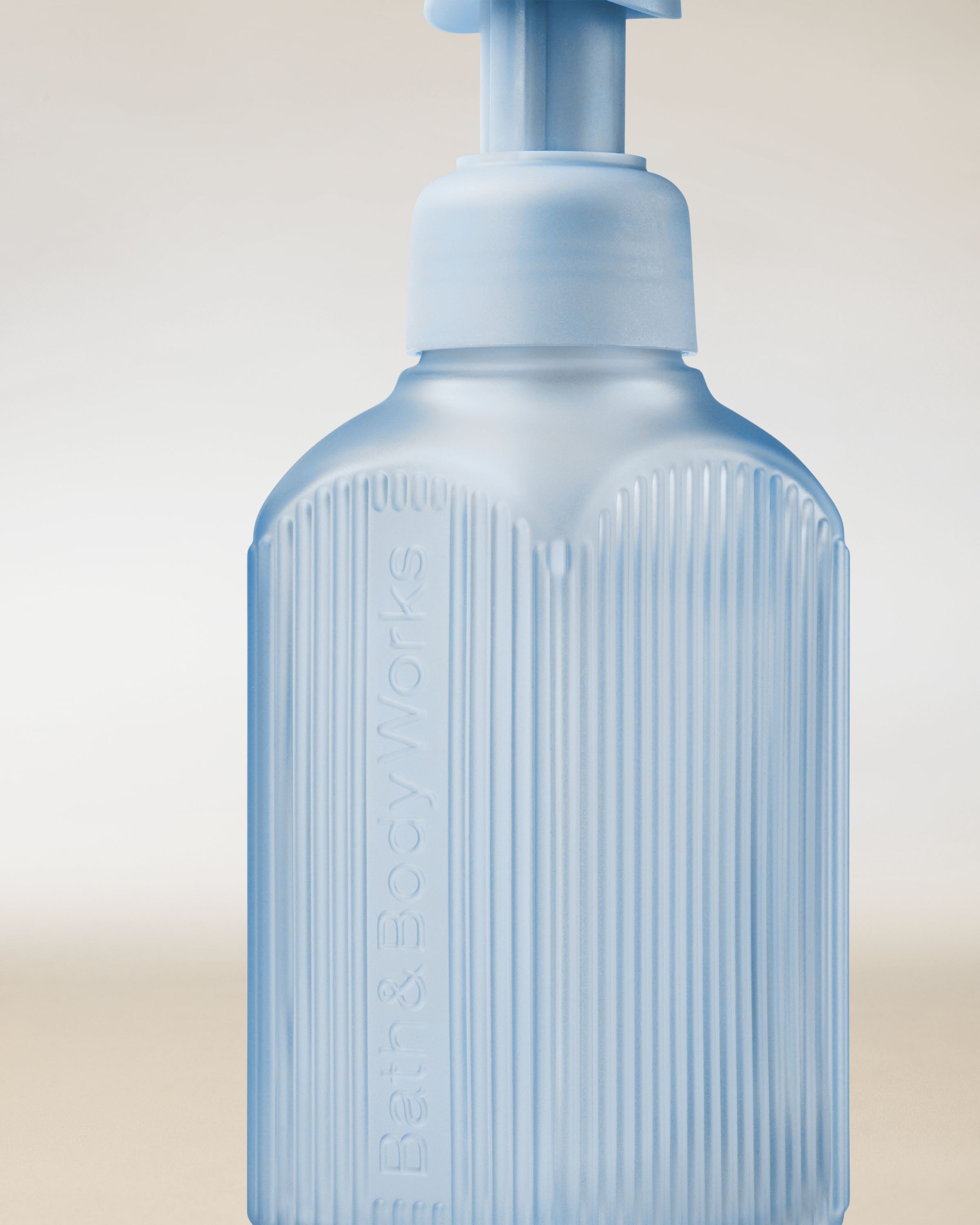 Light Blue Ribbed Glass Gentle & Clean Foaming Hand Soap Dispenser