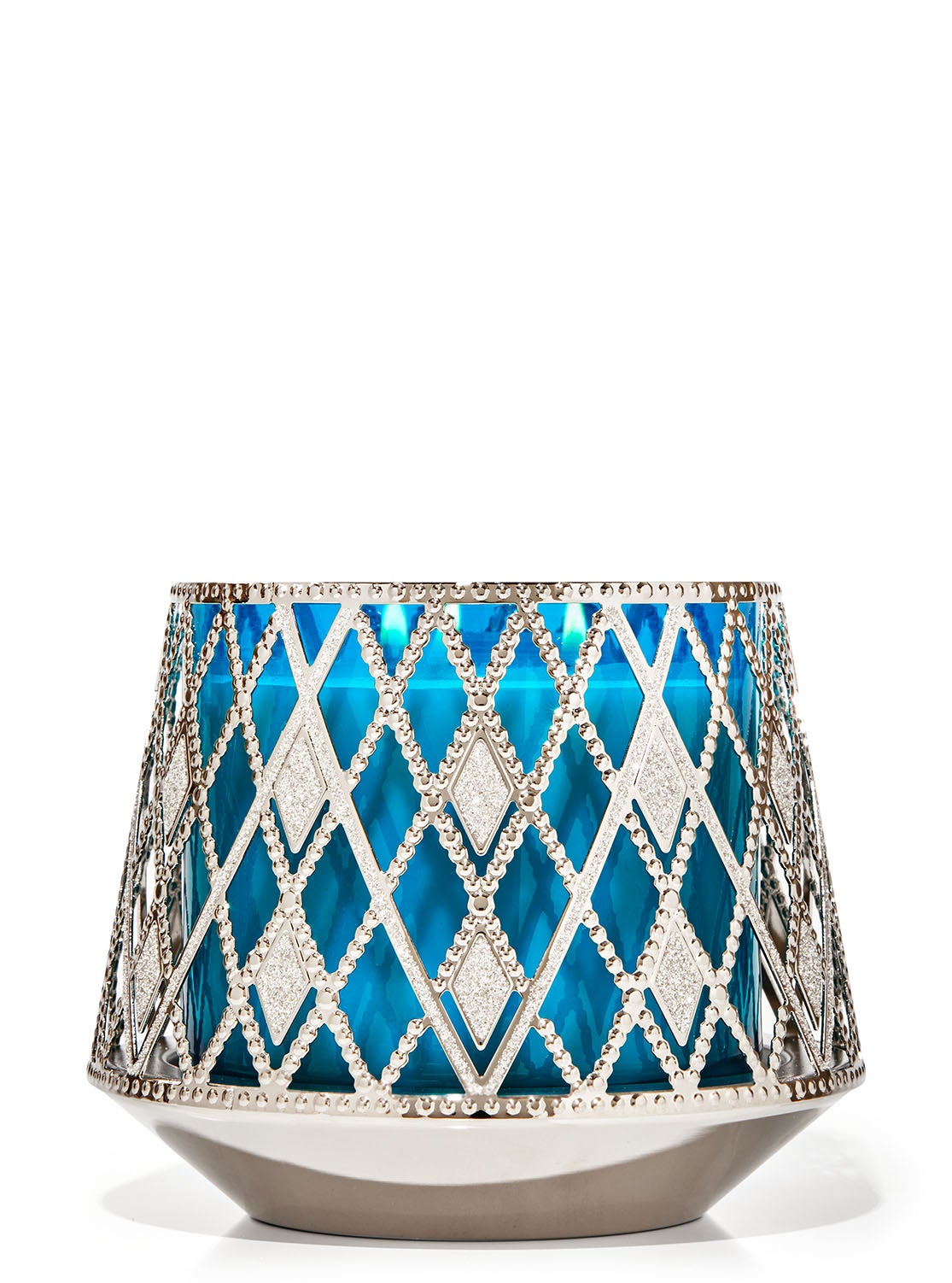 Glittery Argyle 3Wick Candle Holder Bath and Body Works