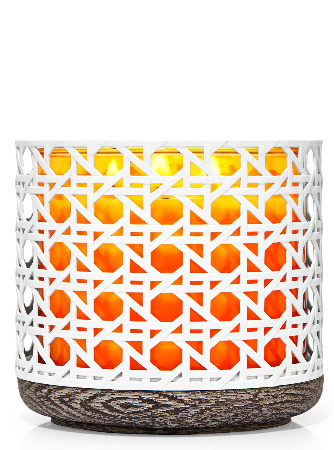 White Caned 3Wick Candle Holder Bath and Body Works