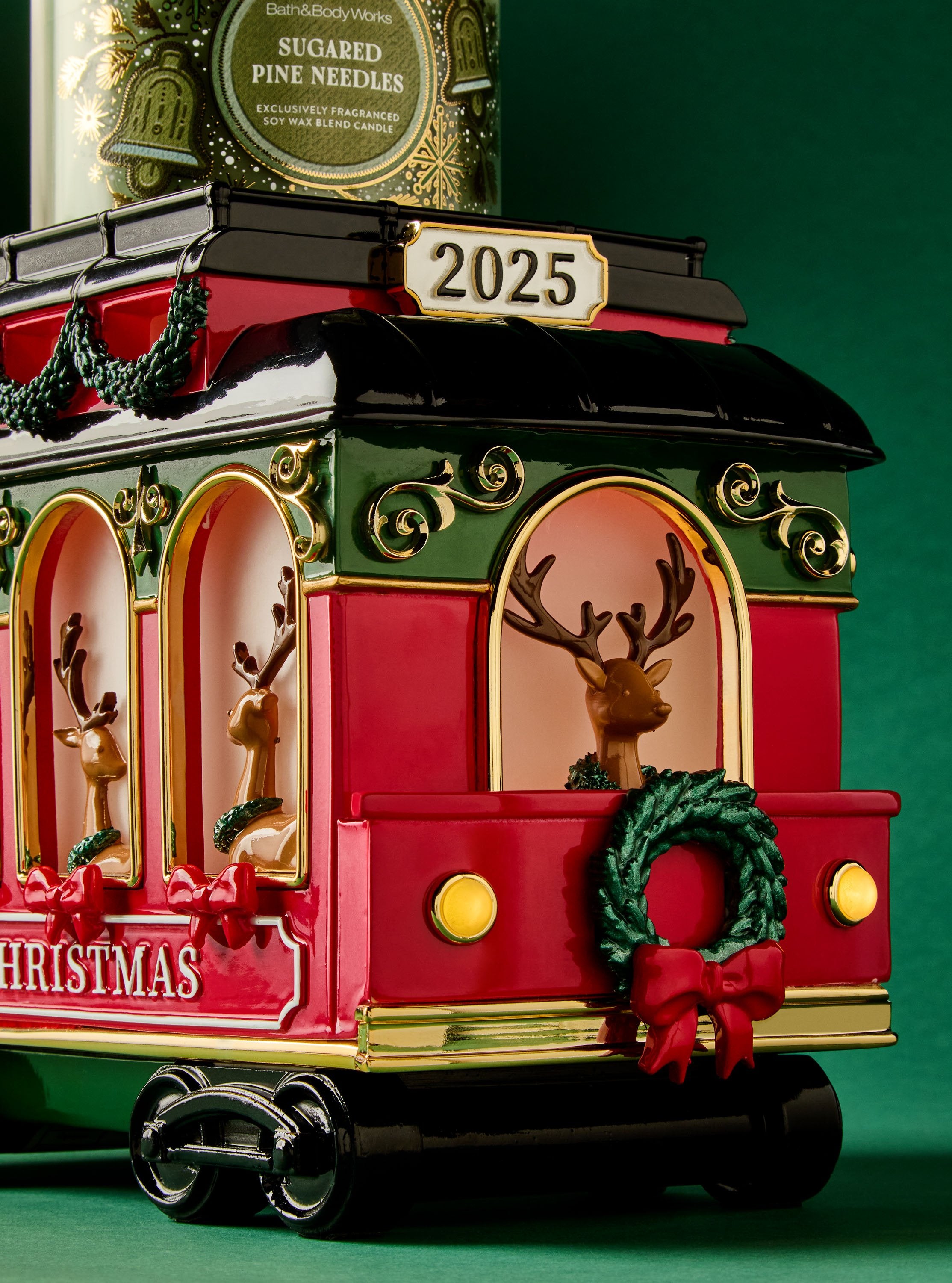 Light-Up Trolley Pedestal 3-Wick Candle Holder