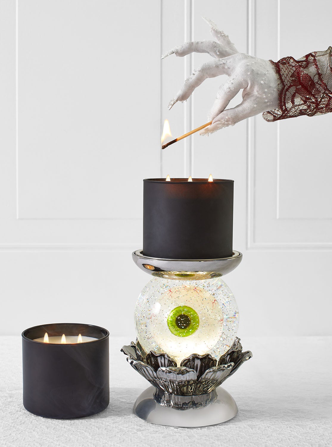 Water Globe Eye Pedestal 3Wick Candle Holder Bath and Body Works